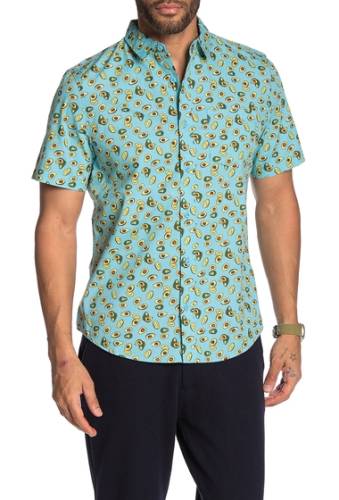 Imbracaminte barbati public opinion patterned short sleeve regular fit hawaiian shirt blue avocado