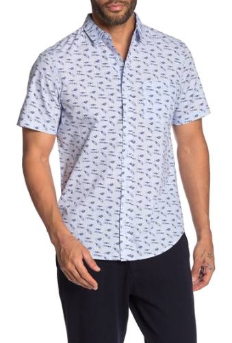 Imbracaminte barbati public opinion patterned short sleeve regular fit hawaiian shirt blue candy