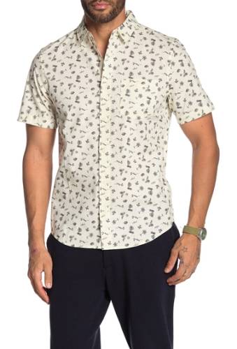 Imbracaminte barbati public opinion patterned short sleeve regular fit hawaiian shirt ivory egret beach