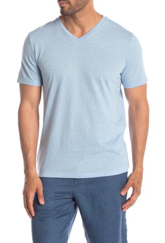 Imbracaminte barbati public opinion short sleeve v-neck stripe t-shirt blue dusk tonal stripe