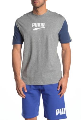 Imbracaminte barbati puma rebel colorblock logo t-shirt medium gray heather