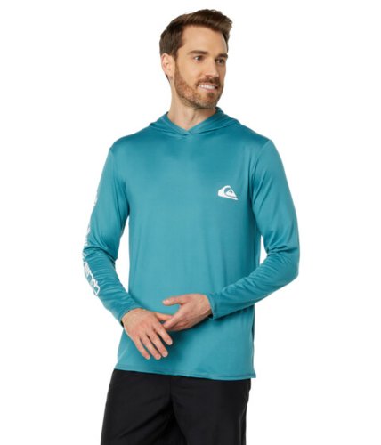 Imbracaminte barbati quiksilver omni session hooded long sleeve surf tee brittany blue