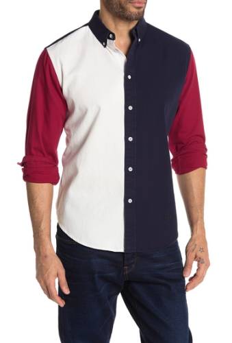 Imbracaminte barbati rag bone fit 2 tomlin colorblock oxford button down shirt redwhtblu
