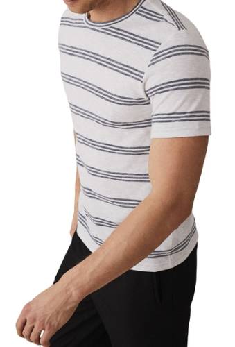Imbracaminte barbati reiss felton stripe print crew neck t-shirt blue