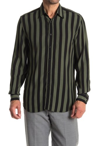Imbracaminte barbati reiss kase bold stripe print slim fit shirt greenblack