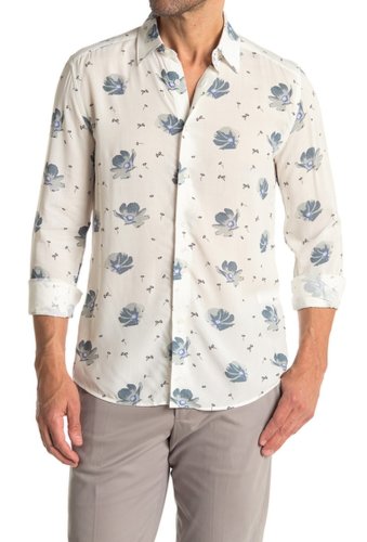 Imbracaminte barbati reiss phoenix floral print slim fit shirt white