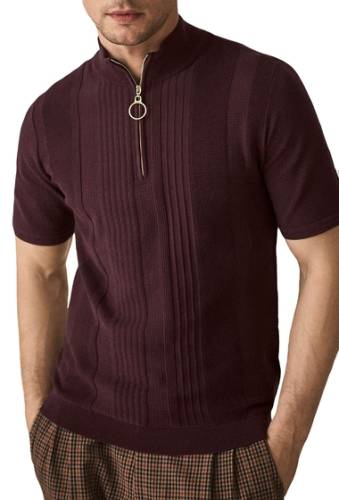 Imbracaminte barbati reiss rathie short sleeve texture knit t-shirt bordeaux
