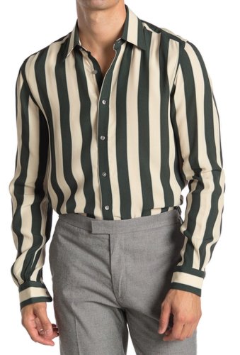 Imbracaminte barbati reiss retti bold stripe slim fit shirt sage