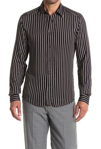 Imbracaminte barbati reiss yankee stripe print slim fit shirt black