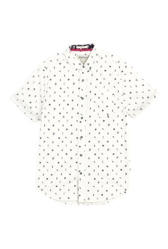 Imbracaminte barbati report collection dapper print short sleeve shirt 01 white
