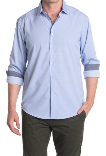 Imbracaminte barbati report collection micro print long sleeve modern fit shirt 40 blue