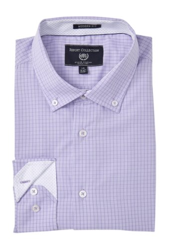 Imbracaminte barbati report collection plaid modern fit dress shirt 56 lavender