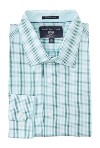 Imbracaminte barbati report collection plaid printed modern fit plaid sports shirt 30 green