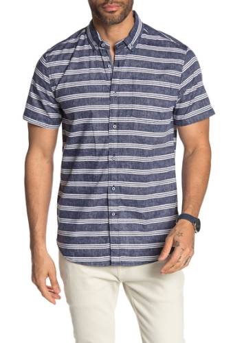 Imbracaminte barbati report collection short sleeve stripe print slim fit shirt 41 navy