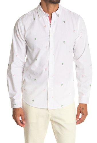 Imbracaminte barbati report collection tropical print long sleeve sport shirt 01 white