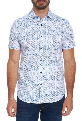 Imbracaminte barbati robert graham delmon tailored fit printed woven shirt blue