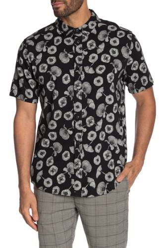 Imbracaminte barbati rvca peace poppy short sleeve print regular fit shirt blackwhite