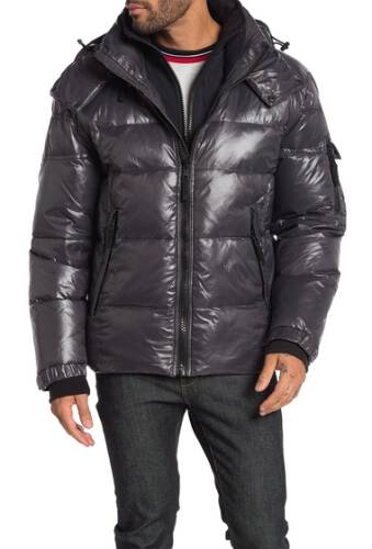 Imbracaminte barbati s13 hooded quilted puffer jacket charcoal