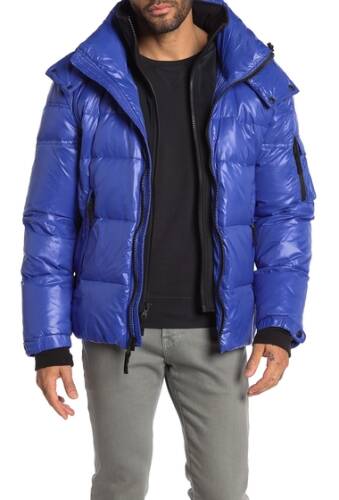 Imbracaminte barbati s13 hooded quilted puffer jacket cobalt