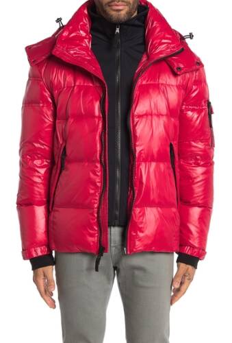 Imbracaminte barbati s13 hooded quilted puffer jacket red