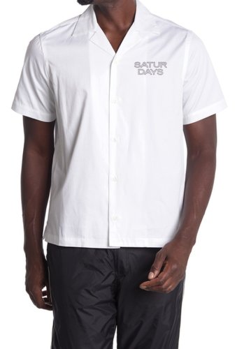 Imbracaminte barbati saturdays nyc canty logo short sleeve shirt white