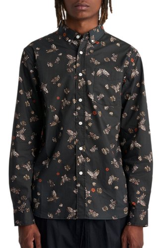 Imbracaminte barbati saturdays nyc crosby lacquer butterfly long sleeve shirt butterfly print