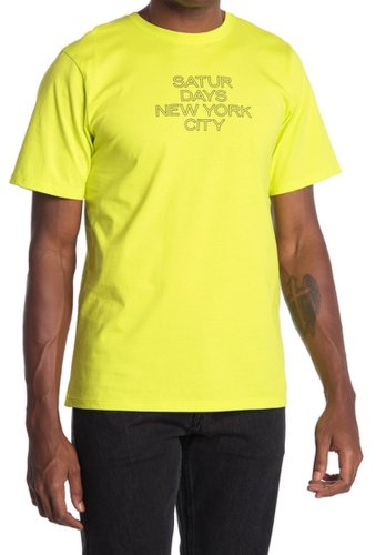 Imbracaminte barbati saturdays nyc mars outline logo short sleeve t-shirt chartreuse