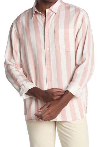 Imbracaminte barbati saturdays nyc perry stripe button-up twill shirt salmon