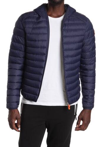 Imbracaminte barbati save the duck hooded zip puffer jacket 09 navy blue