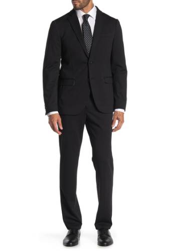 Imbracaminte barbati savile row co black solid two button notch lapel knit trim fit suit black