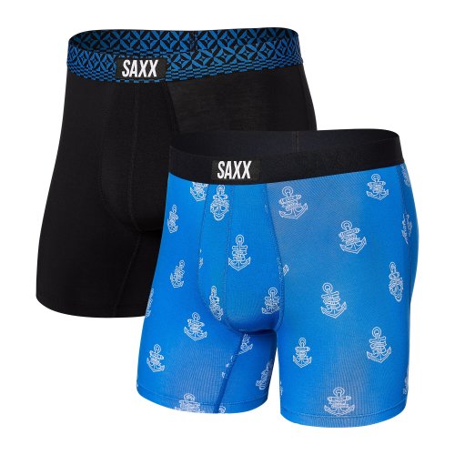 Imbracaminte barbati saxx underwear vibe boxer brief 2-pack vitamin seablack remix geo