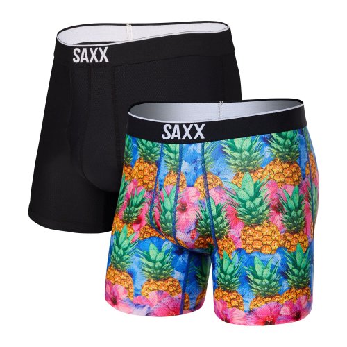 Imbracaminte barbati saxx underwear volt boxer brief 2-pack mega pineapple stratablack