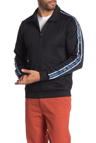 Imbracaminte barbati scotch soda logo stripe zip front track jacket black
