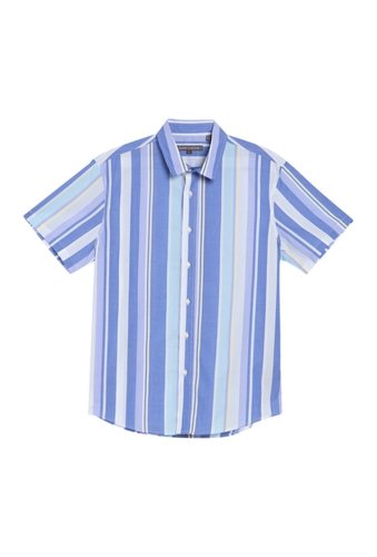 Imbracaminte barbati slate stone pastel printed stripe woven shirt sky stripe blue