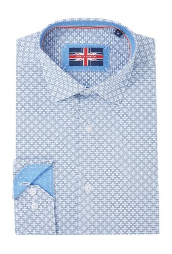 Imbracaminte barbati soul of london geometric print woven slim fit shirt blue