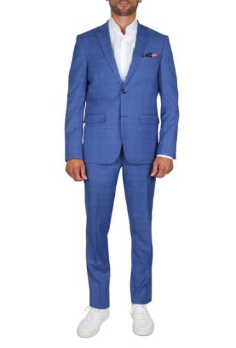 Imbracaminte barbati soul of london medium blue check two button notch lapel slim fit suit mblue
