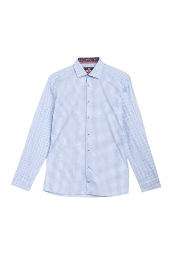 Imbracaminte barbati soul of london micro geo print slim fit shirt blue