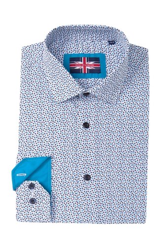 Imbracaminte barbati soul of london printed modern fit dress shirt blue