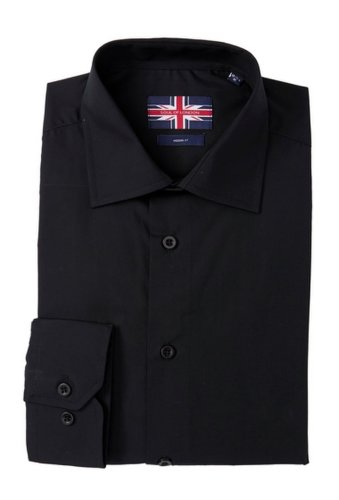 Imbracaminte barbati soul of london solid modern fit regular dress shirt black