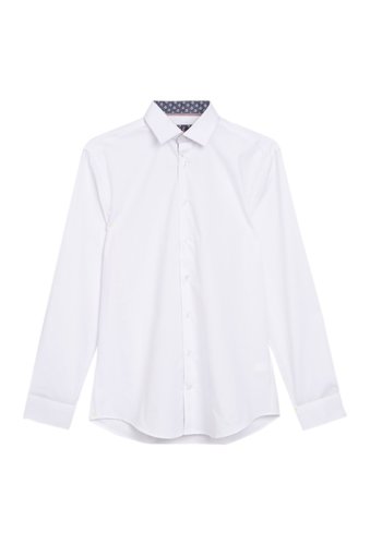 Imbracaminte barbati soul of london solid stretch slim fit shirt white