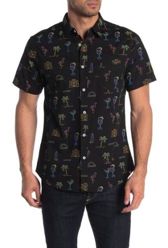 Imbracaminte barbati sovereign code yard short sleeve regular fit shirt neon vibeblack poplin