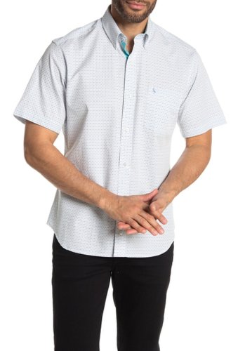 Imbracaminte barbati tailorbyrd geo print short sleeve regular fit shirt white