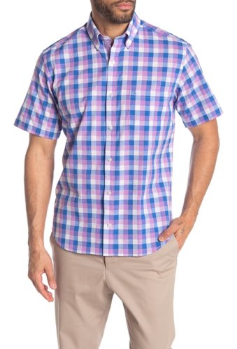 Imbracaminte barbati tailorbyrd short sleeve check print woven regular fit shirt violet