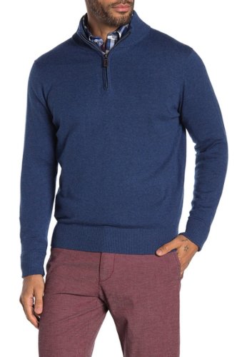Imbracaminte barbati tailorbyrd solid quarter zip sweater denim blue