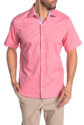 Imbracaminte barbati tailorbyrd woven short sleeve regular fit shirt coral