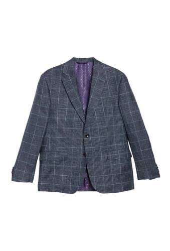 Imbracaminte barbati ted baker london jarrow blue plaid two button notch lapel linen blend suit separate blazer blue