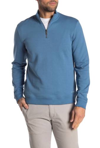 Imbracaminte barbati ted baker london quarter zip knit sweater mid blue