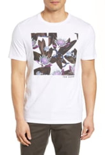 Imbracaminte barbati ted baker london trim fit floral graphic t-shirt white