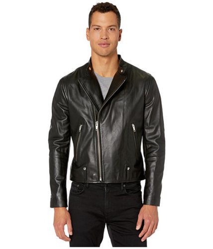 Imbracaminte barbati the kooples leather biker jacket with metal details black
