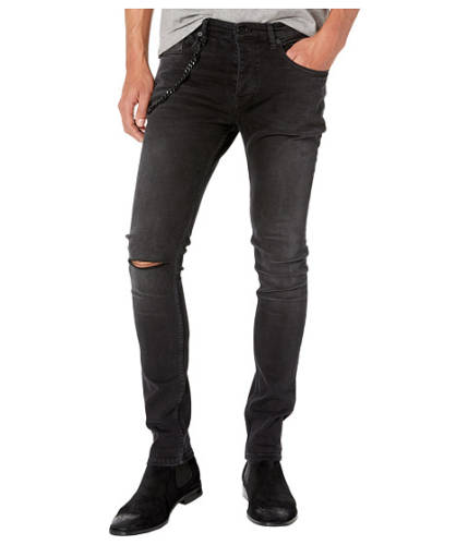Imbracaminte barbati the kooples skinny jeans with leather pocket amp chain in black washed black washed
